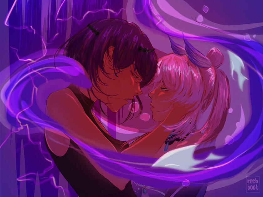 Genshin Impact: Kujou Sara and Kokomi Fanart