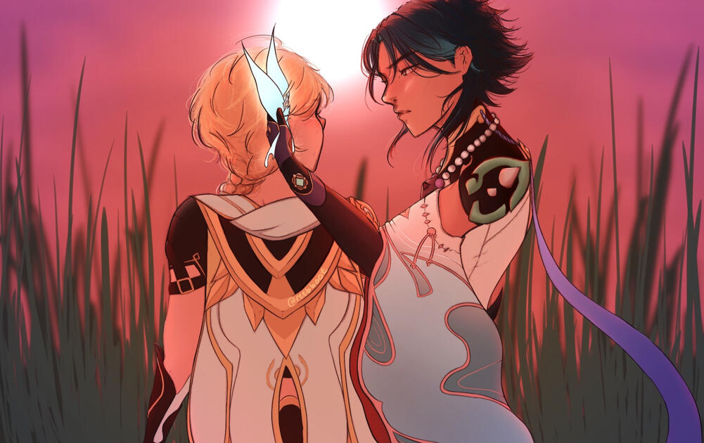 Genshin Impact: Xiao and Aether Fanart